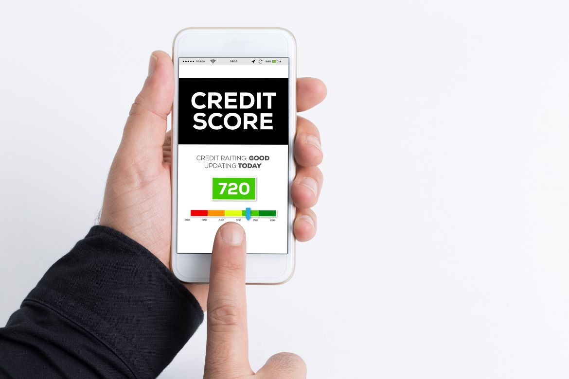 Person using phone app to check credit score