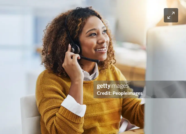 woman in call center answering a call